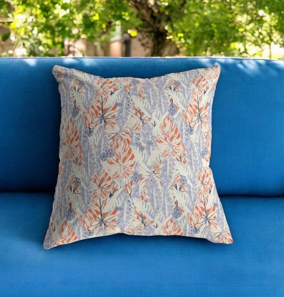 16" X 16" Orange Geometric Indoor Outdoor Throw Pillow