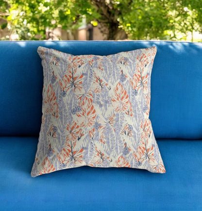 16" X 16" Orange Geometric Indoor Outdoor Throw Pillow