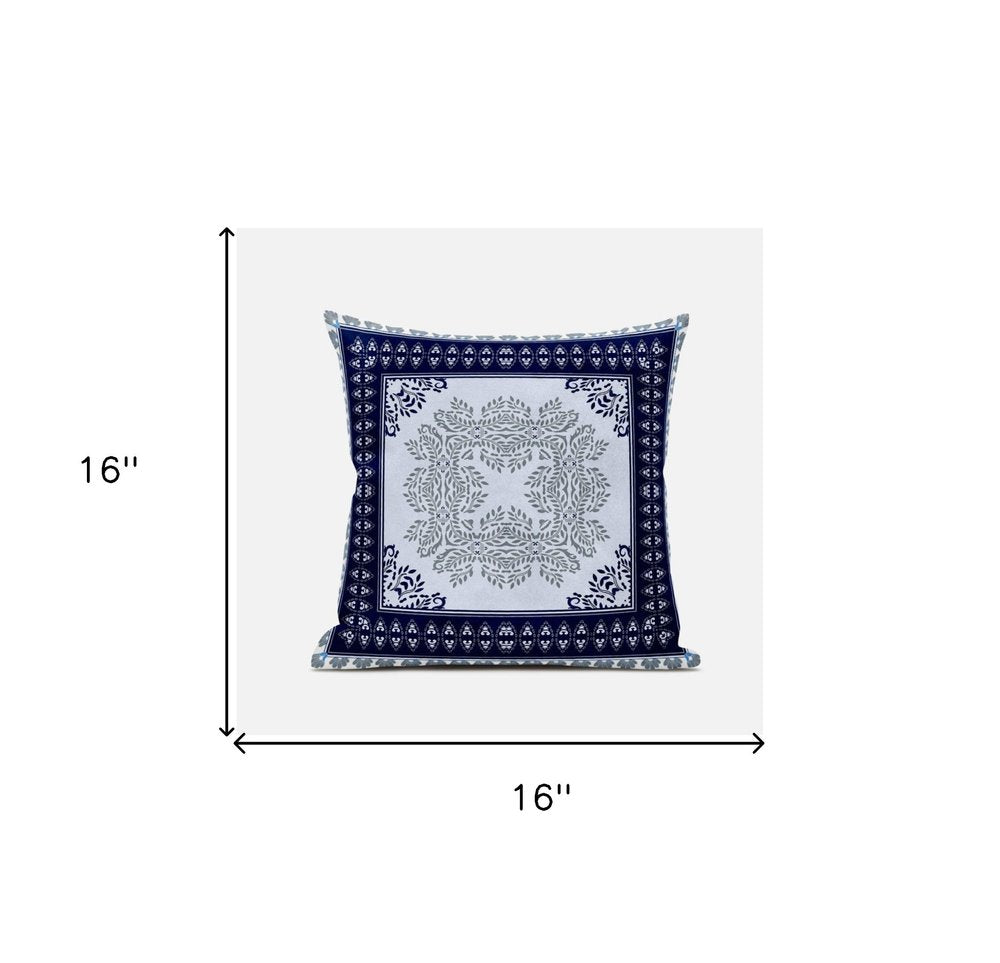 16" X 16" White And Green Zippered Geometric Indoor Outdoor Throw Pillow