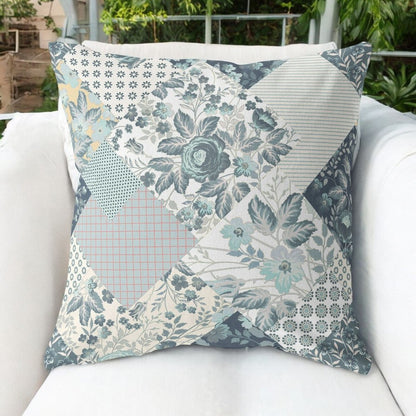 5" X 16" Indigo Floral Indoor Outdoor Throw Pillow