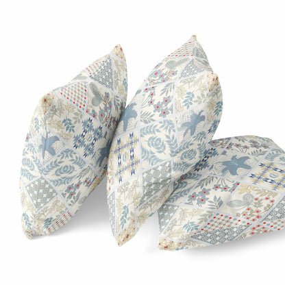 16" X 16" Blue and White Floral Indoor Outdoor Throw Pillow