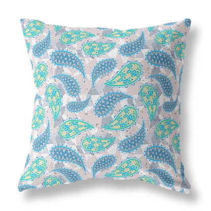 16" X 16" Beige Floral Indoor Outdoor Throw Pillow
