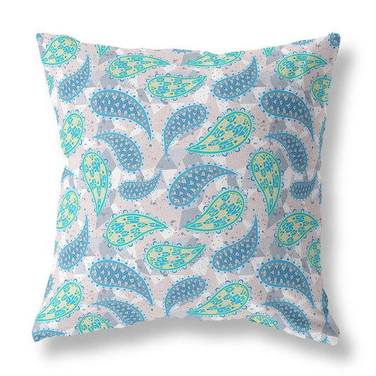 16" X 16" Beige Floral Indoor Outdoor Throw Pillow