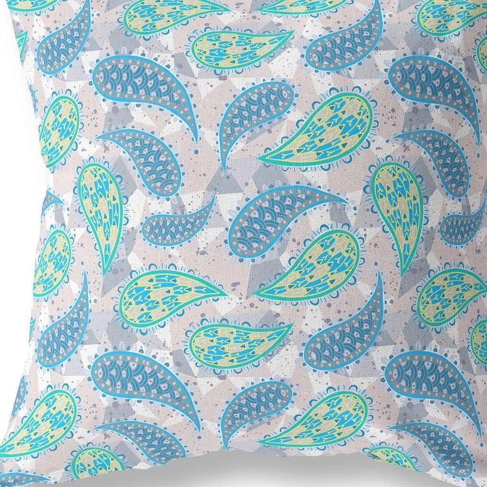 16" X 16" Beige Floral Indoor Outdoor Throw Pillow