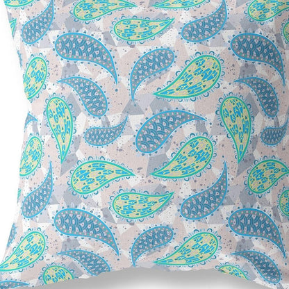 16" X 16" Beige Floral Indoor Outdoor Throw Pillow