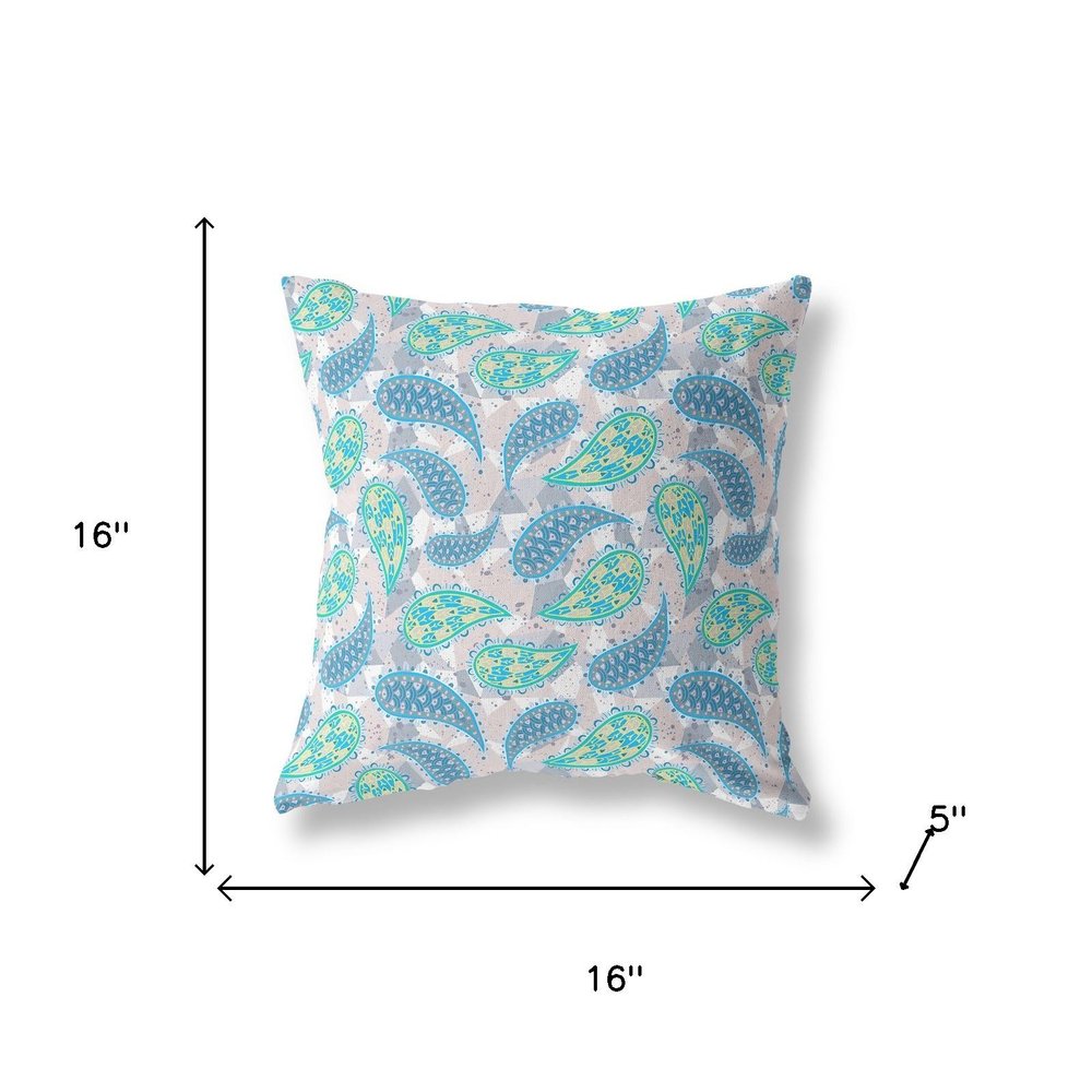 16" X 16" Beige Floral Indoor Outdoor Throw Pillow