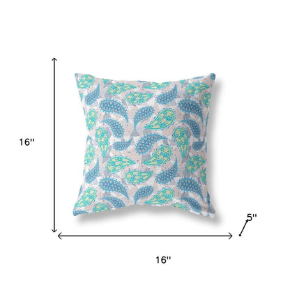 16" X 16" Beige Floral Indoor Outdoor Throw Pillow