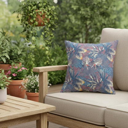 16” Indigo Red Tropical Indoor Outdoor Throw Pillow