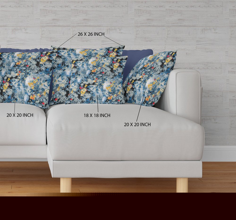 16" Blue Yellow Springtime Indoor Outdoor Throw Pillow