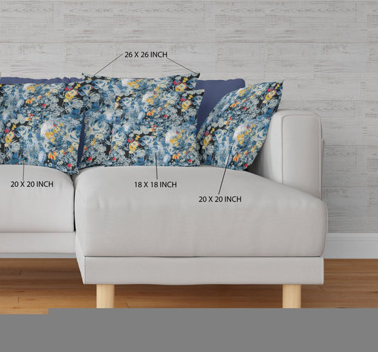 16" Blue Yellow Springtime Indoor Outdoor Throw Pillow