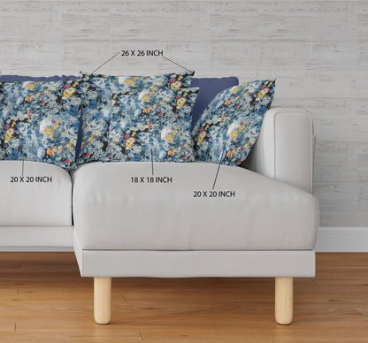 16" Blue Yellow Springtime Indoor Outdoor Throw Pillow