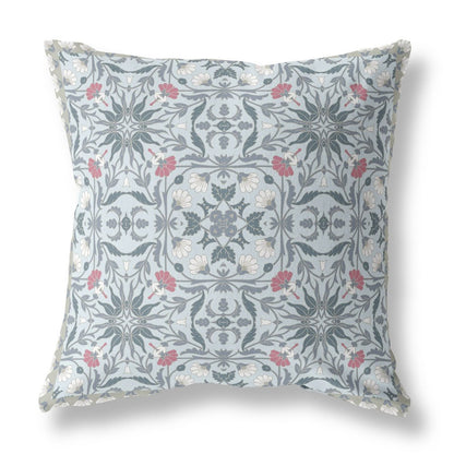 16” Powder Blue Paisley Indoor Outdoor Throw Pillow