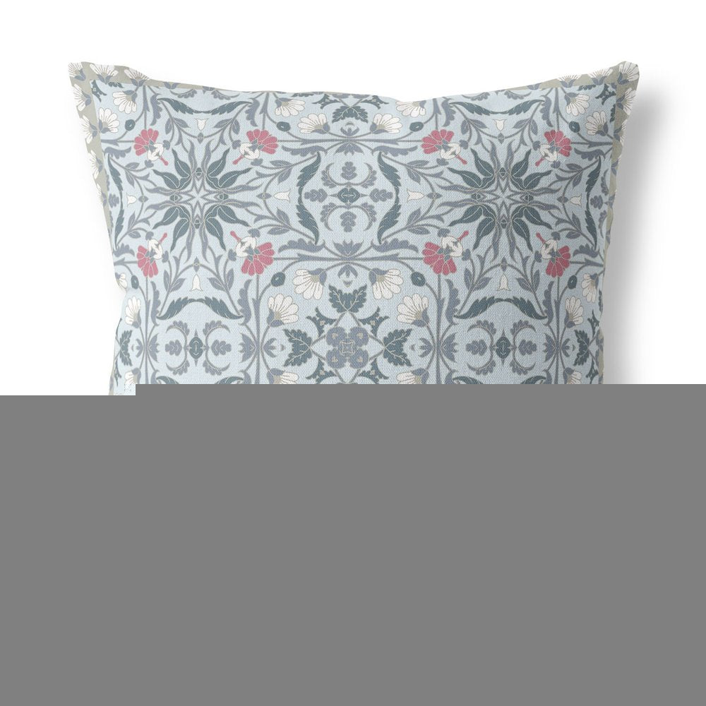 16” Powder Blue Paisley Indoor Outdoor Throw Pillow