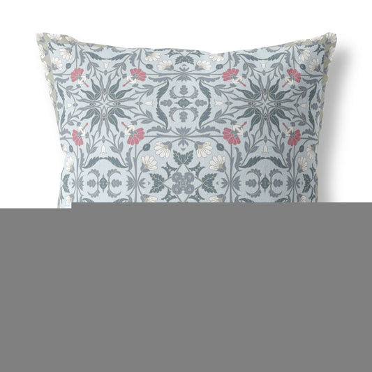 16” Powder Blue Paisley Indoor Outdoor Throw Pillow