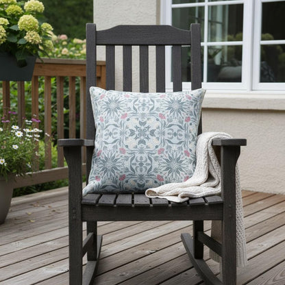 16” Powder Blue Paisley Indoor Outdoor Throw Pillow