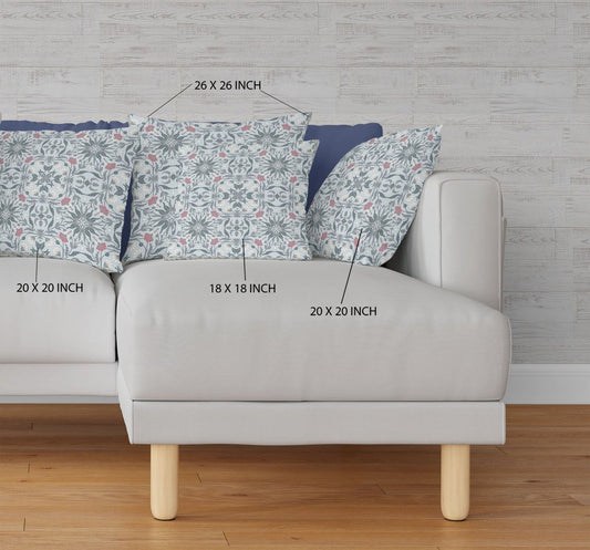 16” Powder Blue Paisley Indoor Outdoor Throw Pillow