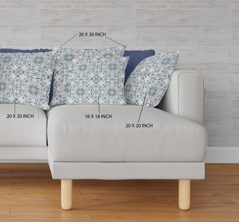 16” Powder Blue Paisley Indoor Outdoor Throw Pillow