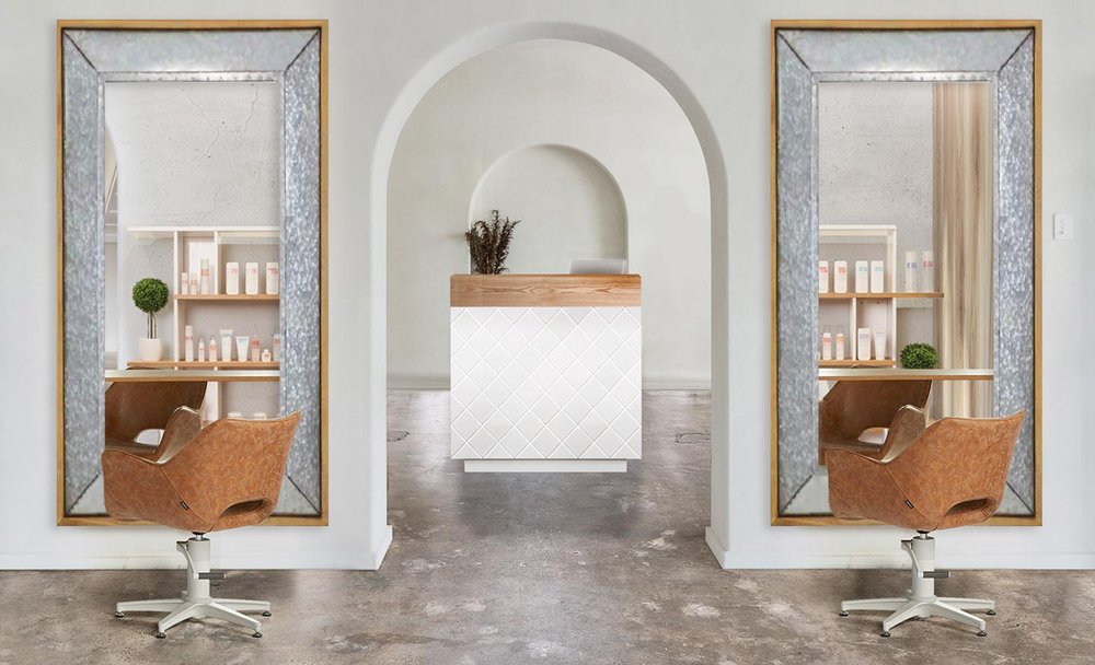 84" Gray And Brown Galvanized Metal and Wood Framed Leaning Accent Mirror