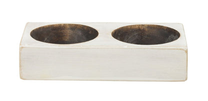 Distressed White 3 Hole Cheese Mold Candle Holder