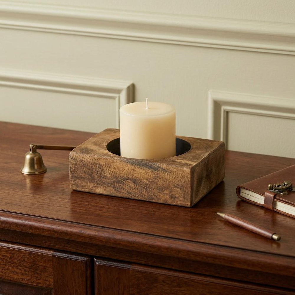 4" Wide Pillar Tabletop Pillar Candle Holder