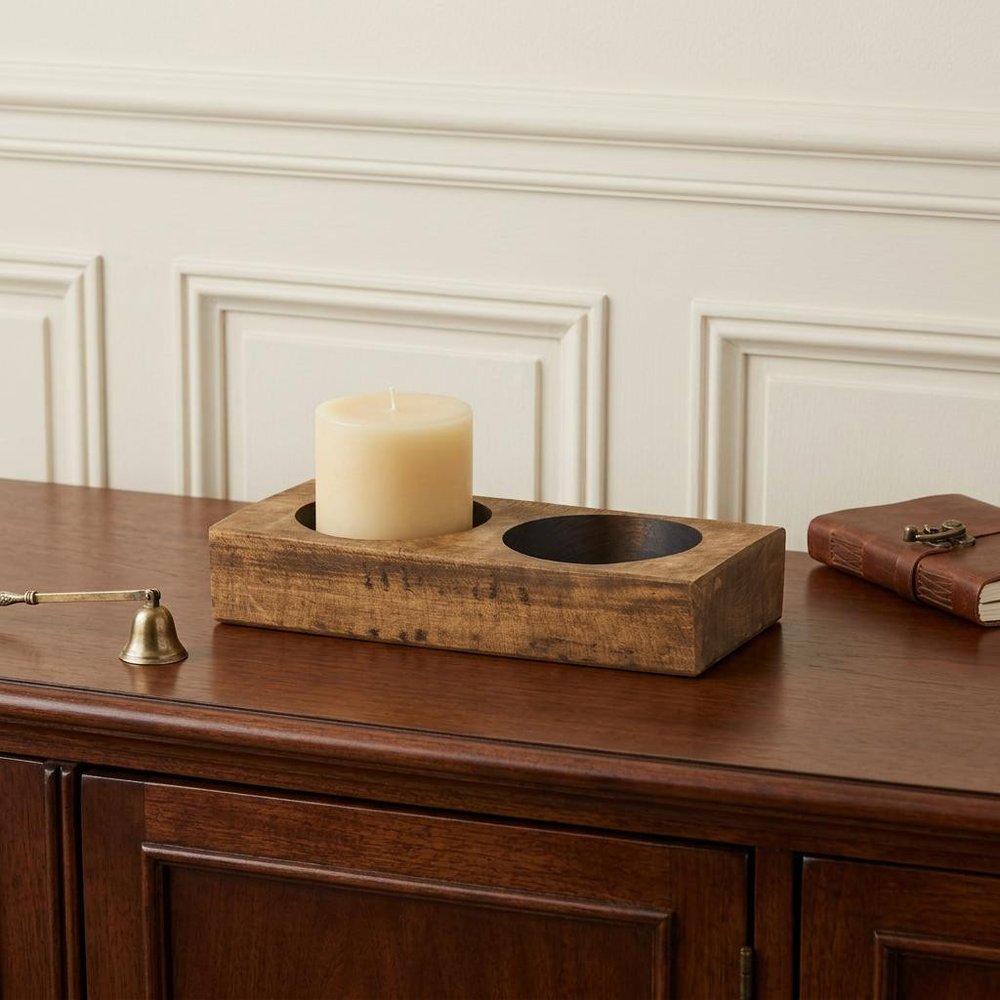 4" Wide Pillar Tabletop Pillar Candle Holder