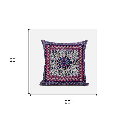 20" X 20" Dark Blue And Grey Blown Seam Floral Indoor Outdoor Throw Pillow
