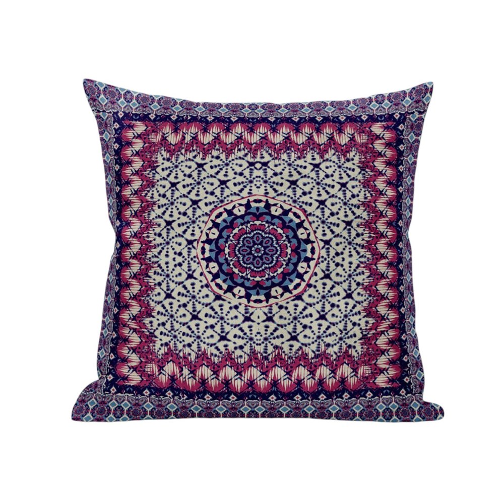 20" X 20" Dark Blue And Grey Blown Seam Floral Indoor Outdoor Throw Pillow