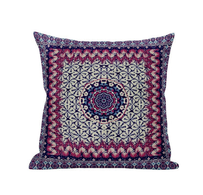 20" X 20" Dark Blue And Grey Blown Seam Floral Indoor Outdoor Throw Pillow
