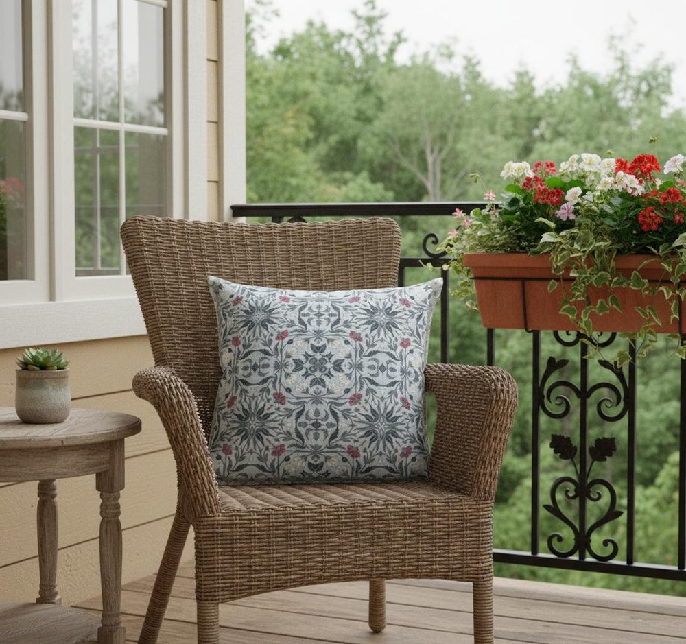 5" X 20" Indigo Paisley Indoor Outdoor Throw Pillow