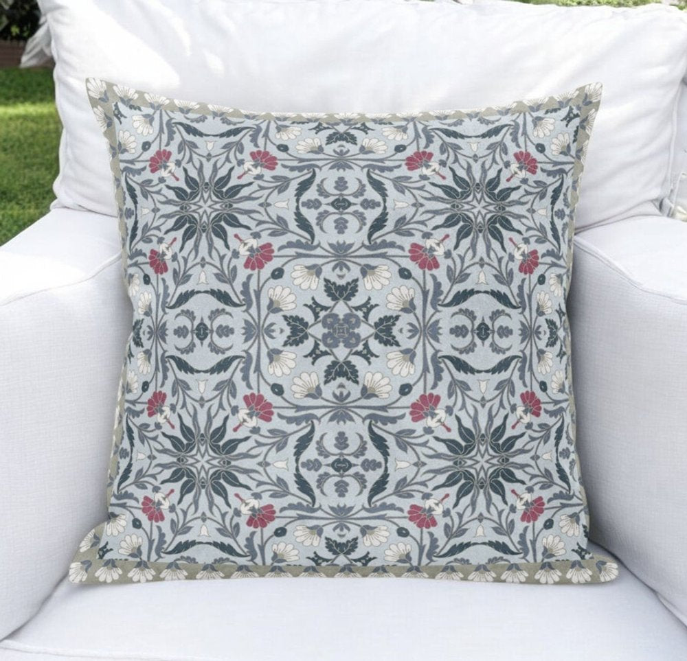 5" X 20" Indigo Paisley Indoor Outdoor Throw Pillow