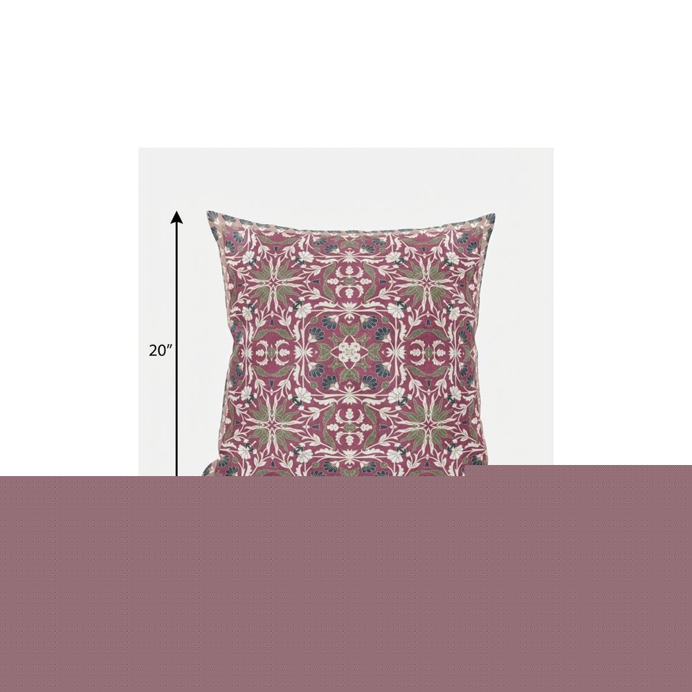 5" X 20" Pink and Green Paisley Indoor Outdoor Throw Pillow