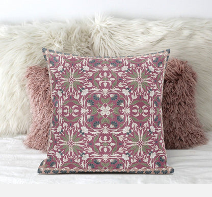 5" X 20" Pink and Green Paisley Indoor Outdoor Throw Pillow