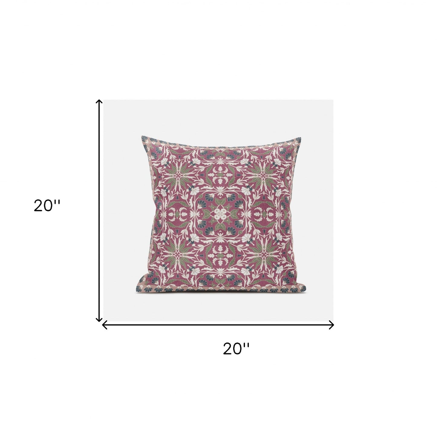 5" X 20" Pink and Green Paisley Indoor Outdoor Throw Pillow