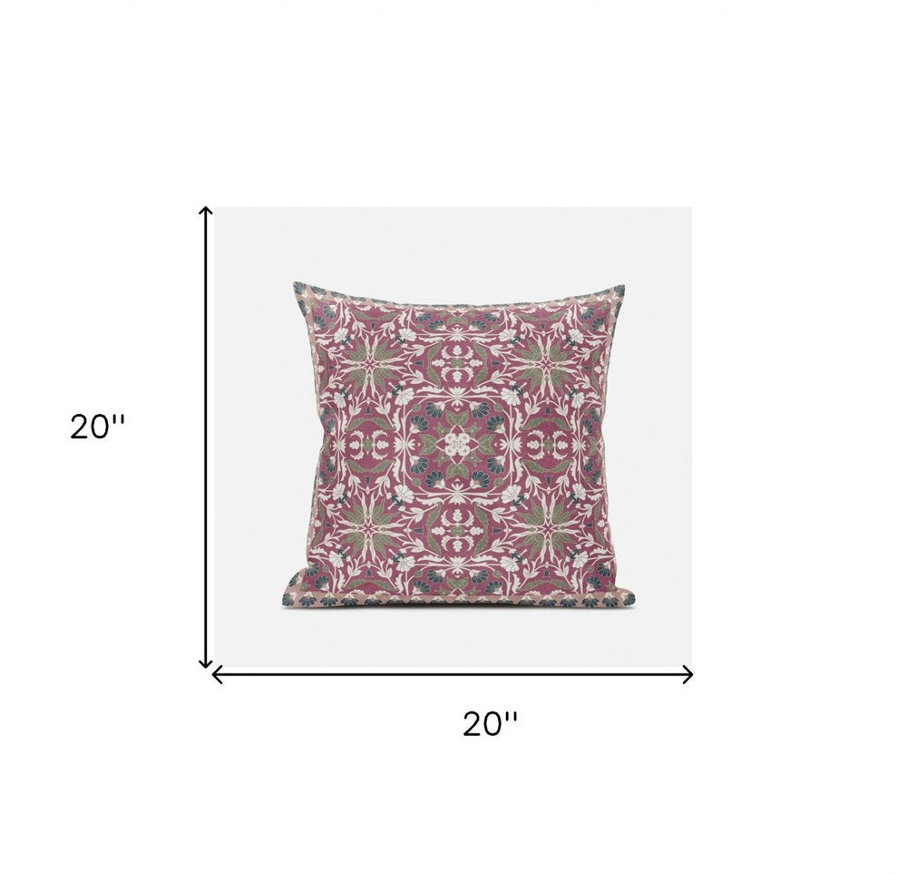 5" X 20" Pink and Green Paisley Indoor Outdoor Throw Pillow