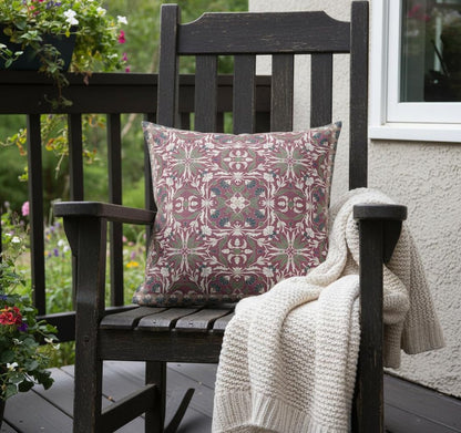 5" X 20" Pink and Green Paisley Indoor Outdoor Throw Pillow