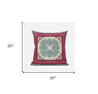 20"x20" Red Yellow Blown Seam Suede Geometric Throw Pillow