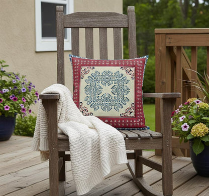 20"x20" Red Yellow Blown Seam Suede Geometric Throw Pillow
