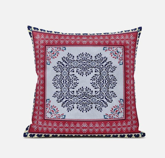 5" X 20" Magenta Geometric Indoor Outdoor Throw Pillow