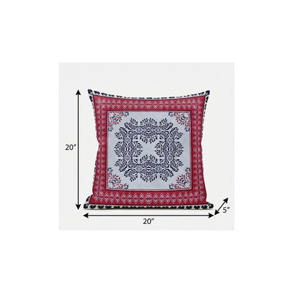 5" X 20" Magenta Geometric Indoor Outdoor Throw Pillow