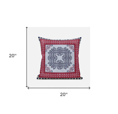5" X 20" Magenta Geometric Indoor Outdoor Throw Pillow