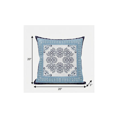 20" X 20" Light White Blown Seam Geometric Indoor Outdoor Throw Pillow