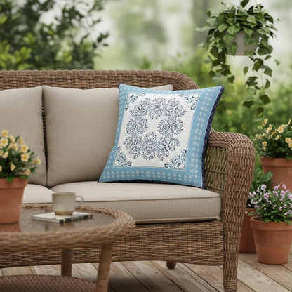 20" X 20" Light White Blown Seam Geometric Indoor Outdoor Throw Pillow