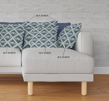 16" X 16" Blue and Gray Geometric Indoor Outdoor Throw Pillow