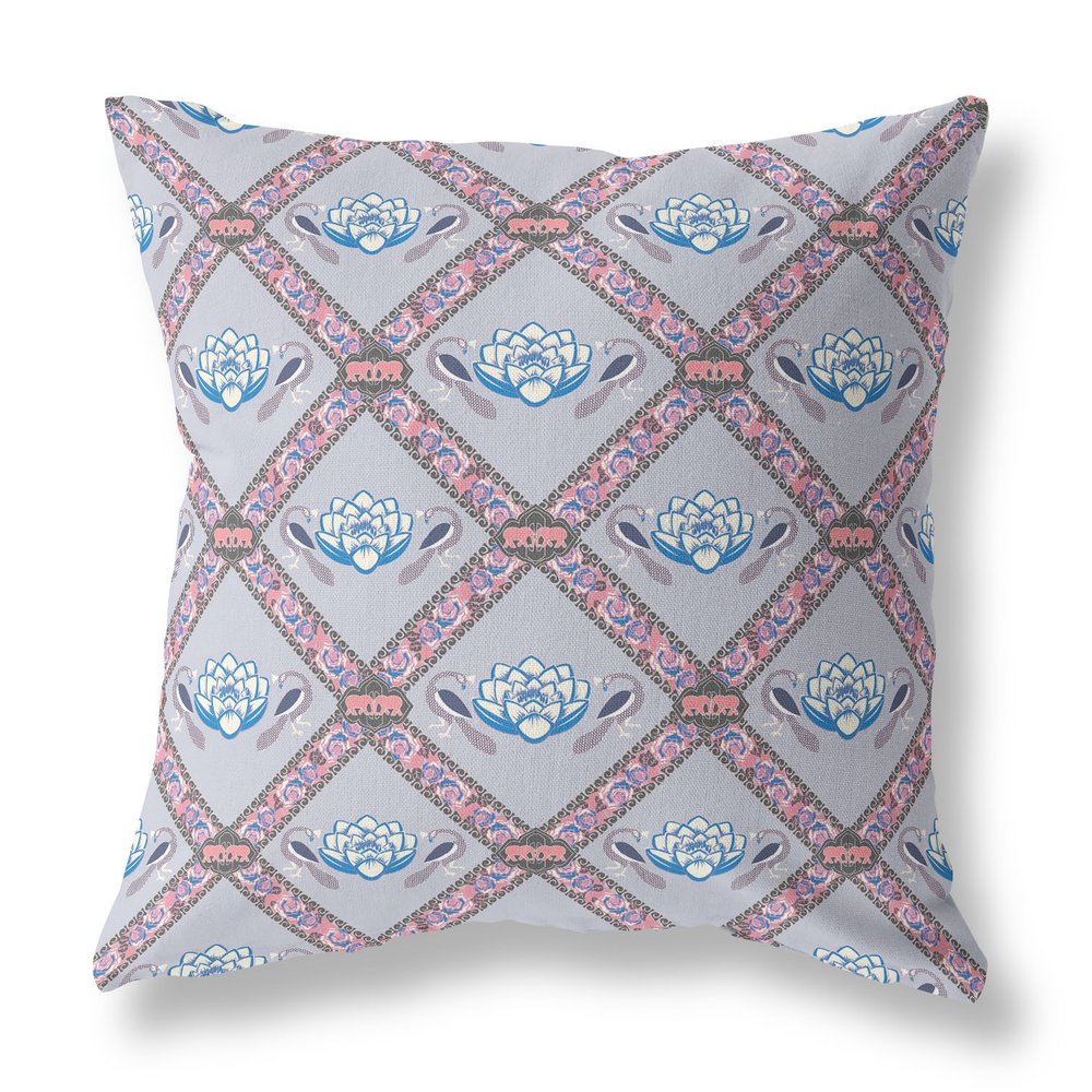 16" X 16" Gray Geometric Indoor Outdoor Throw Pillow