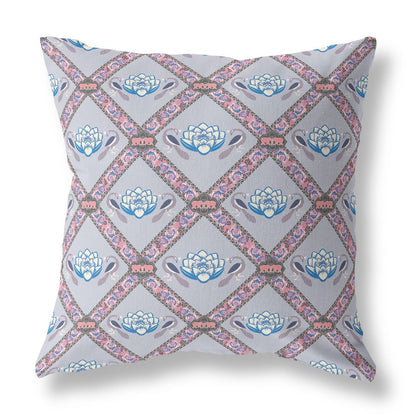 16" X 16" Gray Geometric Indoor Outdoor Throw Pillow