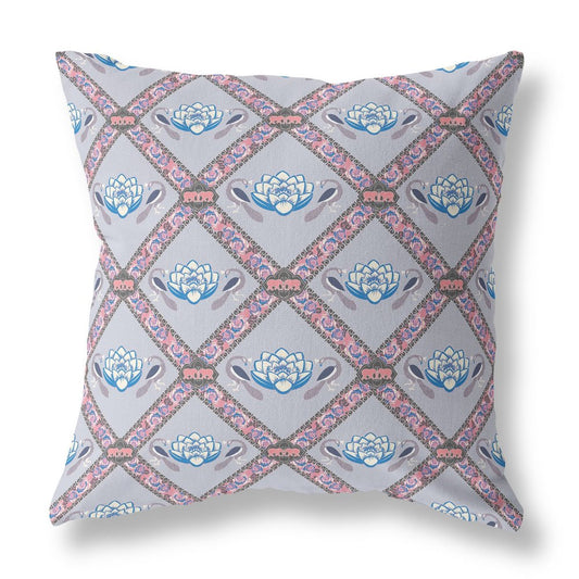16" X 16" Gray Geometric Indoor Outdoor Throw Pillow