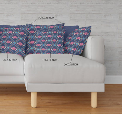 16" X 16" Indigo Geometric Indoor Outdoor Throw Pillow