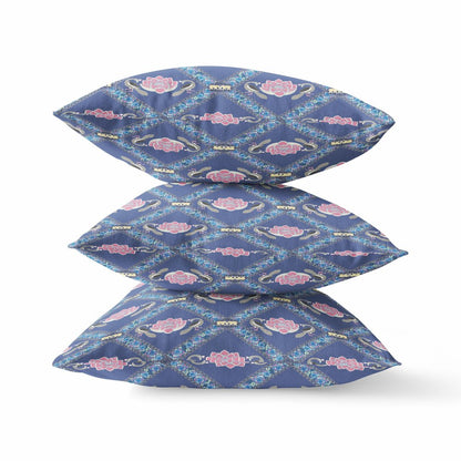 16" X 16" Purple Geometric Indoor Outdoor Throw Pillow