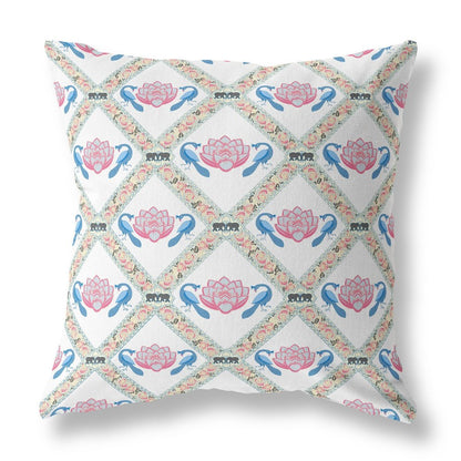 16" X 16" Gray and White Geometric Indoor Outdoor Throw Pillow
