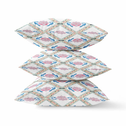 16" X 16" Gray and White Geometric Indoor Outdoor Throw Pillow